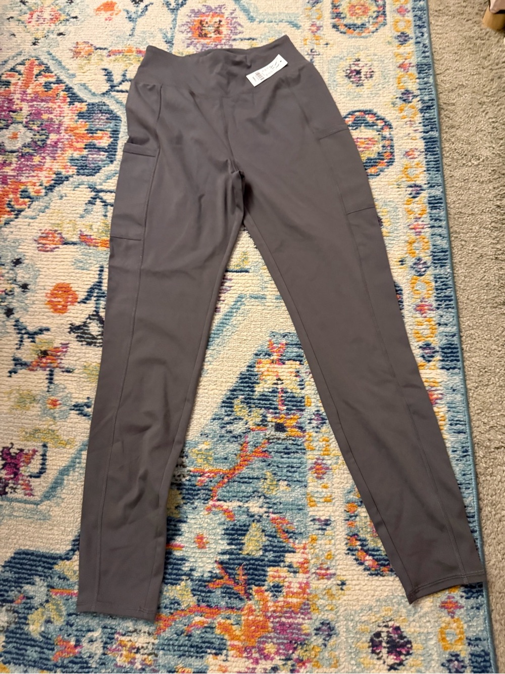 New York & Company Charcoal Seam-Stitched High-Waist Leggings